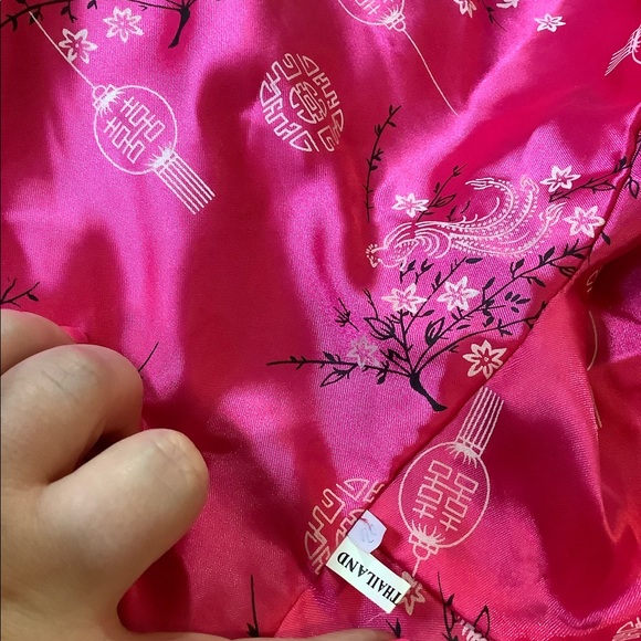 Hot Pink & Black Reversible Kimono Robe w/ Pockets - Picture 5 of 5